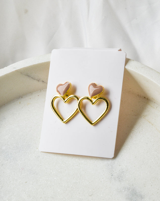 Boucles d'oreilles - Cœur beige