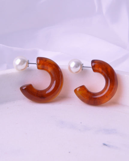 Boucles d'oreilles - Perle d'ambre | Couleur marron