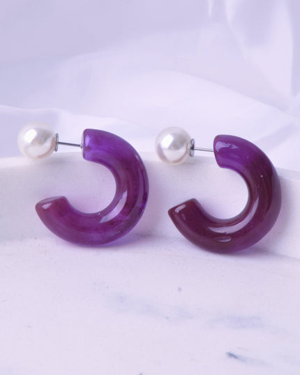 Boucles d'oreilles en perles d'ambre violet