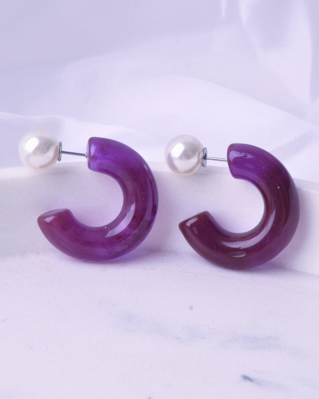 Boucles d'oreilles en perles d'ambre violet