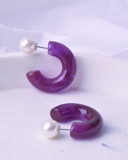 Boucles d'oreilles en perles d'ambre violet