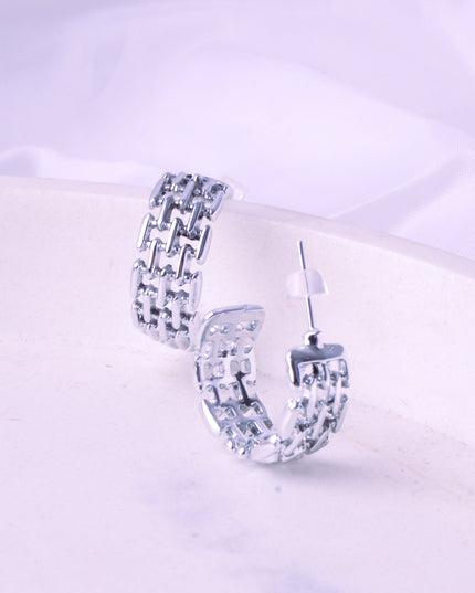 Boucles d'oreilles - Chaîne | Carrées argentées pour Noël et Halloween