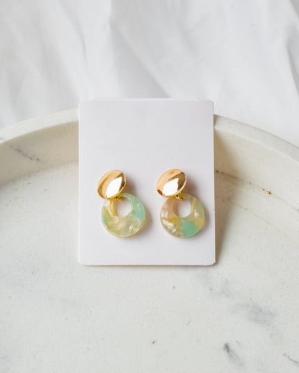 Boucles d'oreilles - Marbre | Créoles blanches