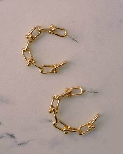 Gold Moon Chain Earrings