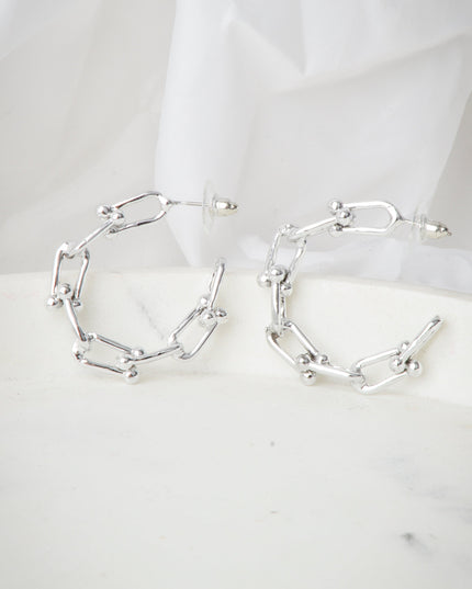 Boucles d'oreilles Lune - Chaîne en argent