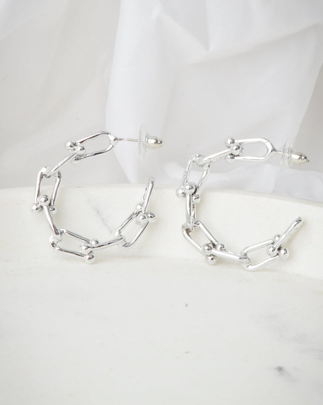 Boucles d'oreilles Lune - Chaîne en argent