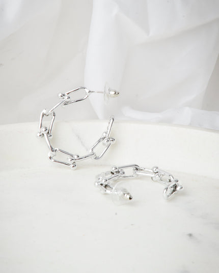 Boucles d'oreilles Lune - Chaîne en argent