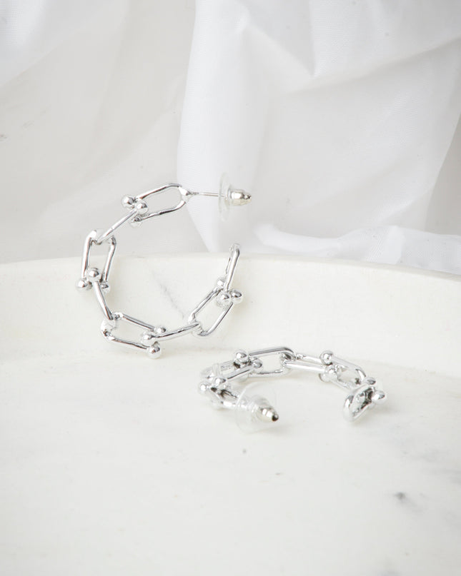 Boucles d'oreilles Lune - Chaîne en argent