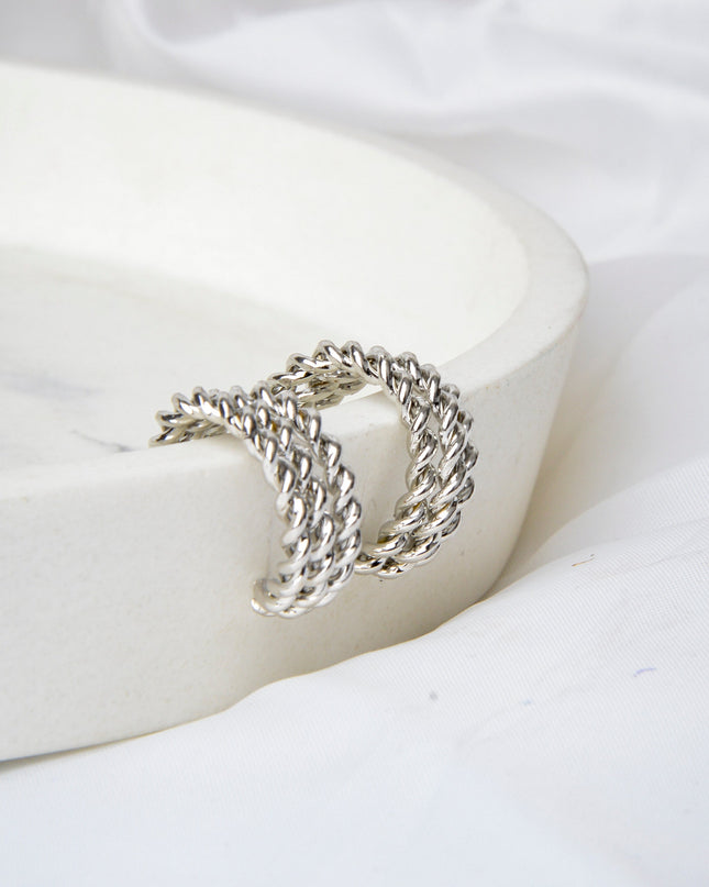 Boucles d'oreilles Lune - Argent torsadé