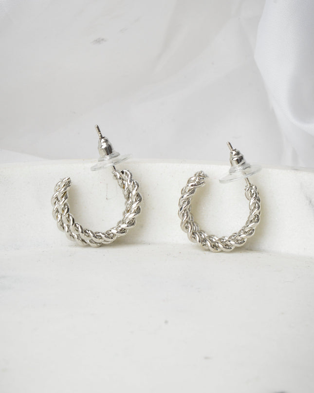 Boucles d'oreilles Lune - Argent torsadé