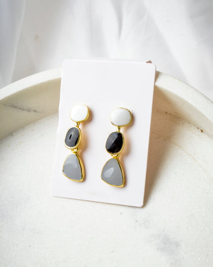 Boucles d'oreilles pastel noires et blanches