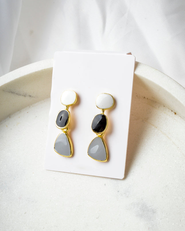Boucles d'oreilles pastel noires et blanches