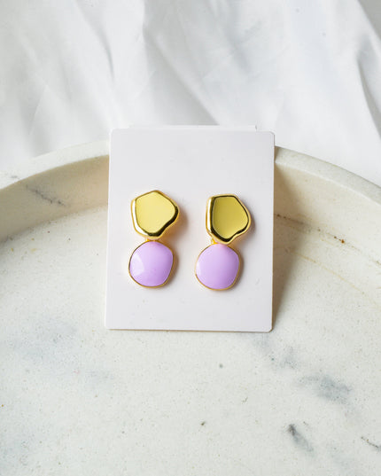 Boucles d'oreilles pastel violettes et jaunes