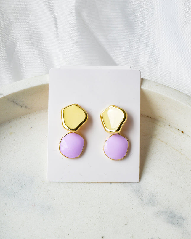 Boucles d'oreilles pastel violettes et jaunes