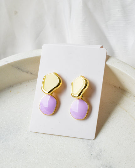 Boucles d'oreilles pastel violettes et jaunes