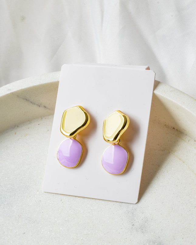 Boucles d'oreilles pastel violettes et jaunes