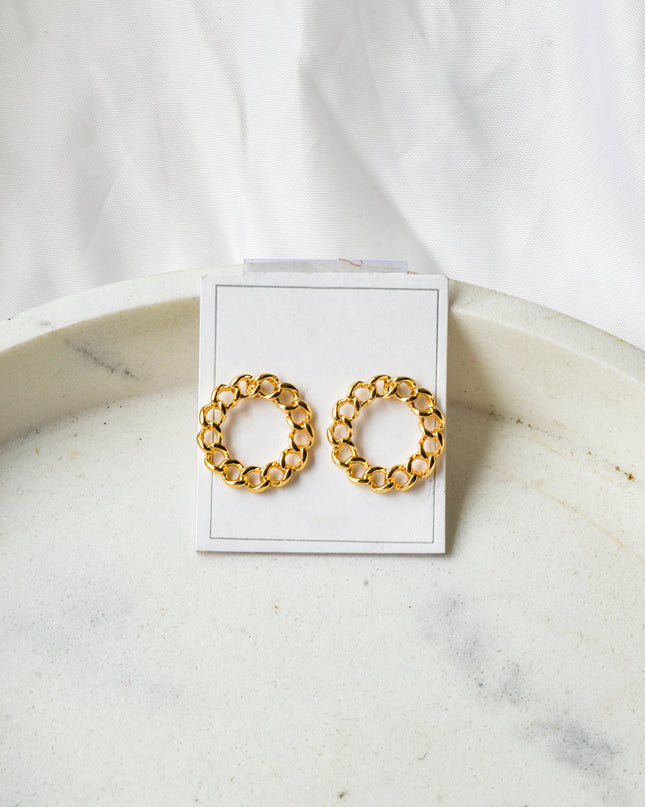 Twisted Round Gold Chain Earrings
