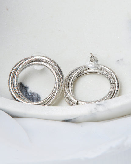 Boucles d'oreilles rondes - Argent torsadé et scintillant