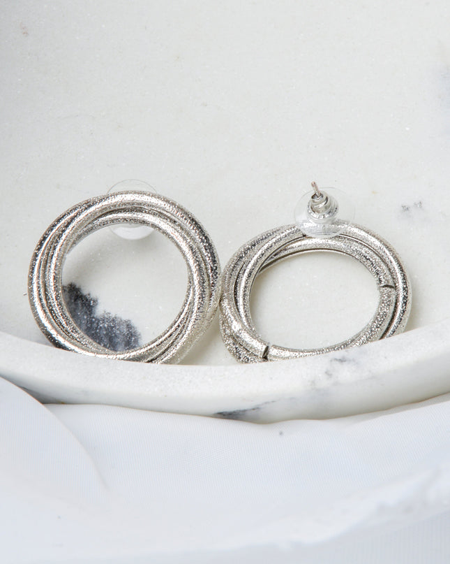 Boucles d'oreilles rondes - Argent torsadé et scintillant