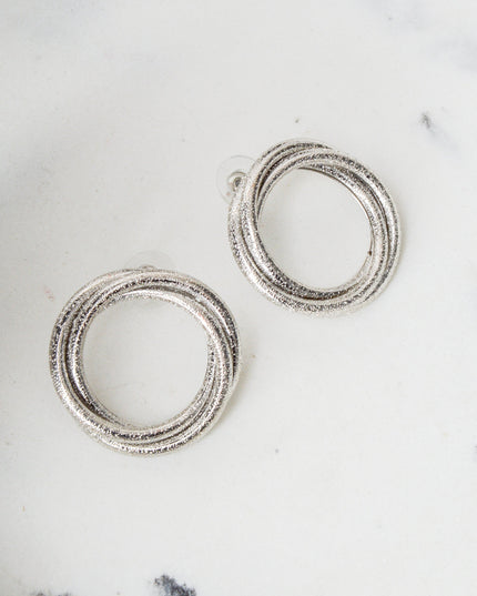 Boucles d'oreilles rondes - Argent torsadé et scintillant