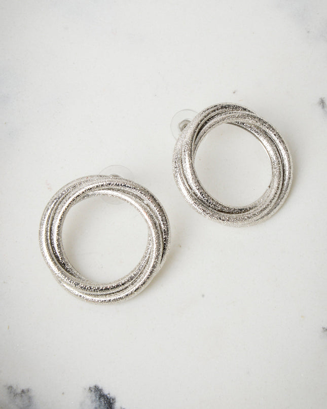 Boucles d'oreilles rondes - Argent torsadé et scintillant