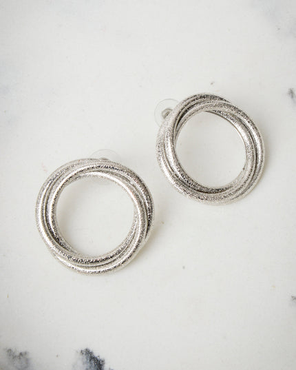 Boucles d'oreilles rondes - Argent torsadé et scintillant