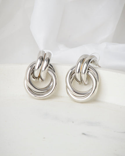 Boucles d'oreilles rondes - Double torsadée en argent