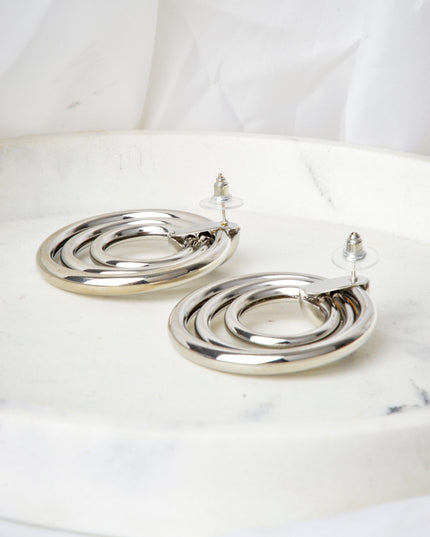 Boucles d'oreilles rondes | Triple design torsadé en argent
