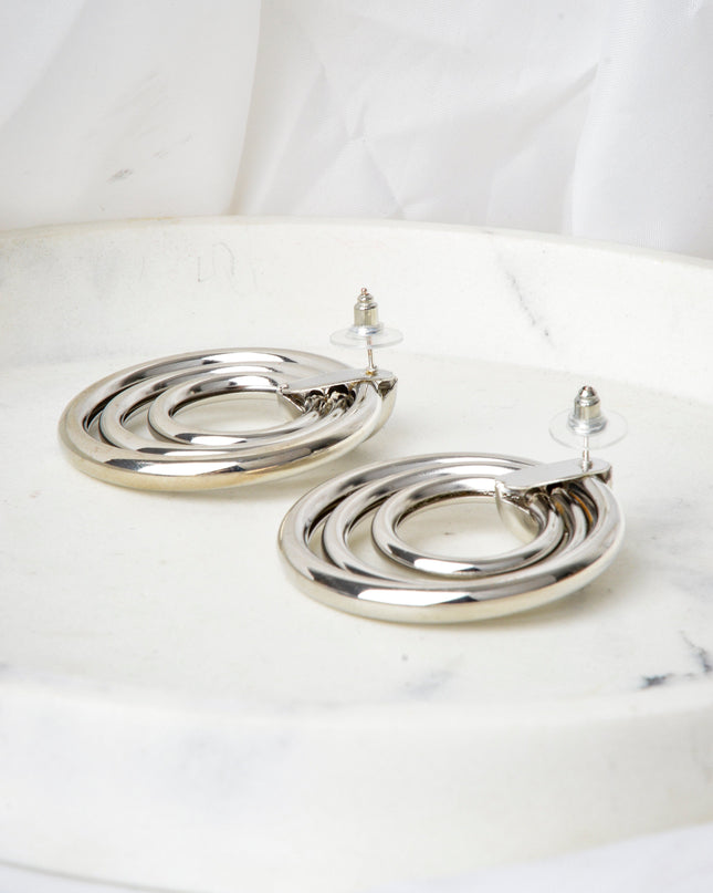 Boucles d'oreilles rondes | Triple design torsadé en argent