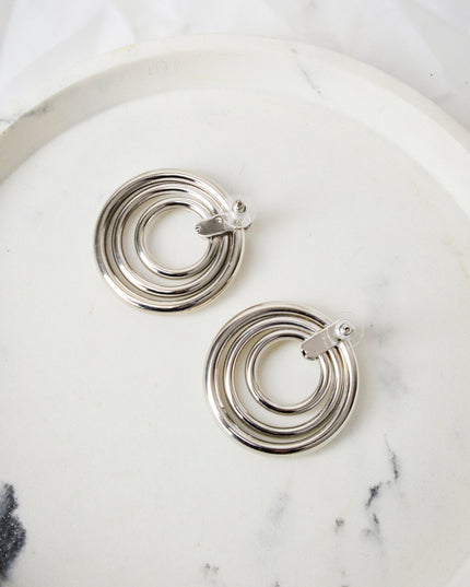 Boucles d'oreilles rondes | Triple design torsadé en argent