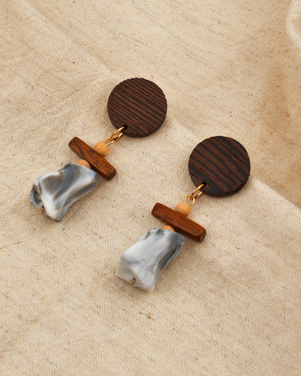 Boucles d'oreilles en bois gris
