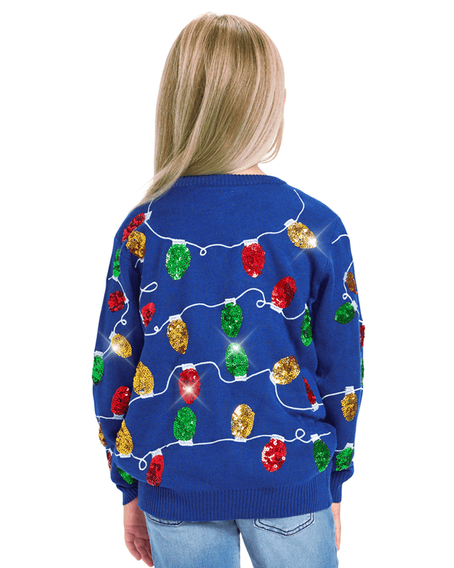Girl's Christmas Lights Ugly Christmas Sweater