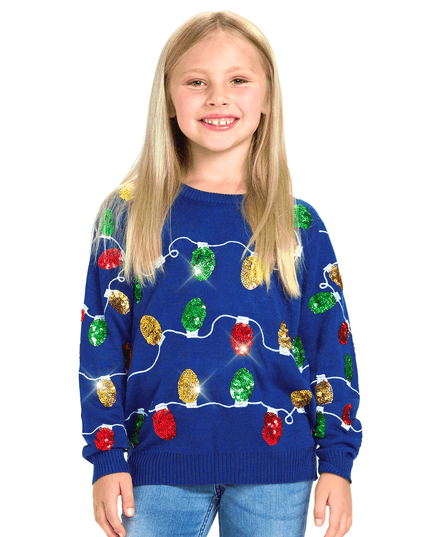 Girl's Christmas Lights Ugly Christmas Sweater