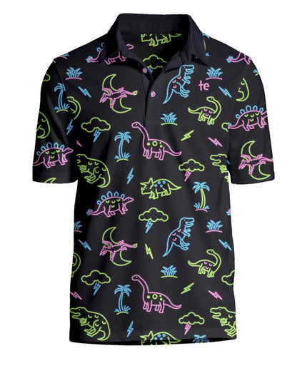 Men's Neon Dinosaur Polo Shirt