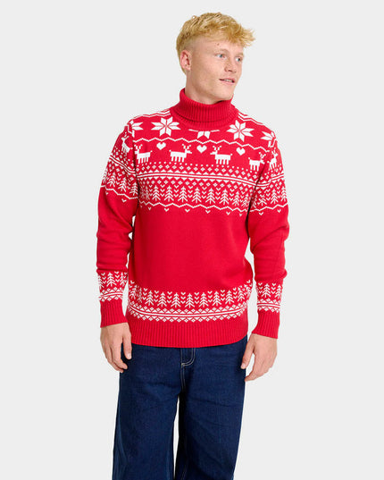 Pull de Noël pour homme « Groenlandais » à col roulé en coton biologique