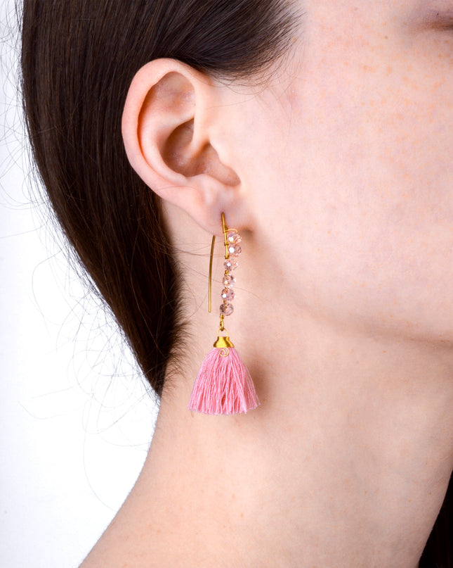 Boucles d'oreilles perlées roses pour Noël