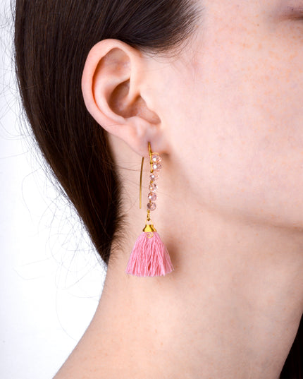 Boucles d'oreilles perlées roses pour Noël