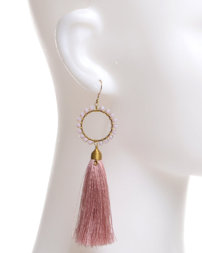 Boucles d'oreilles perlées - Rose poudré pour Noël