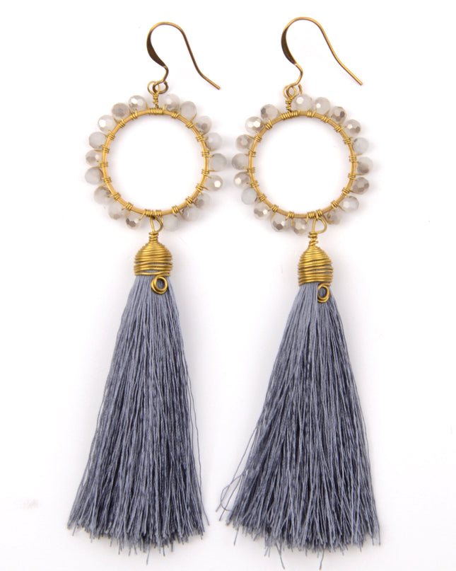 Boucles d'oreilles perlées - Gris pour Noël