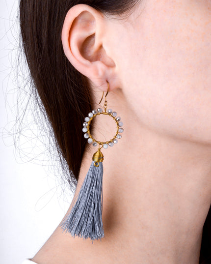 Boucles d'oreilles perlées - Gris pour Noël