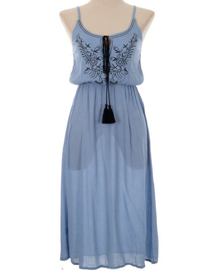 Robe brodée - Bleu clair