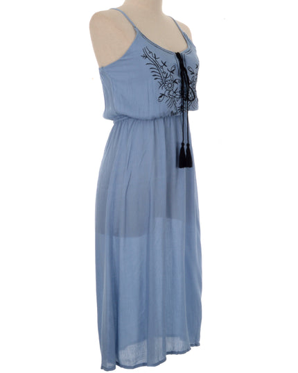 Robe brodée - Bleu clair