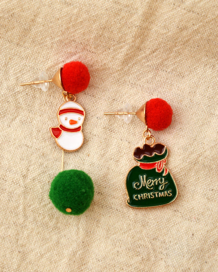 Boucles d'oreilles de Noël - Bonhomme de neige avec sac
