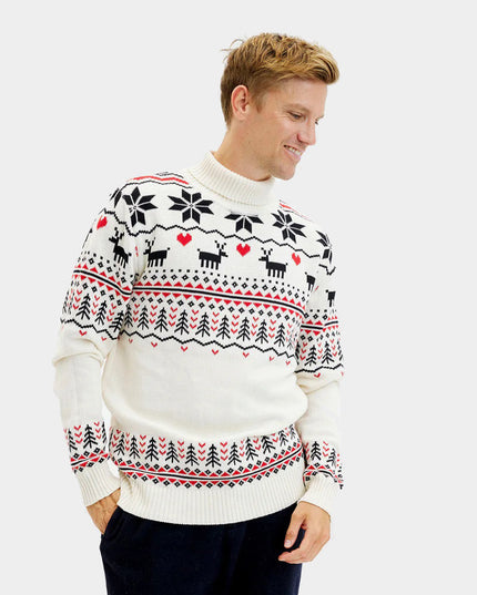 Pull à col roulé chic beige en coton biologique pour homme