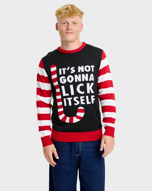 Pull de Noël à motif canne à sucre pour hommes
