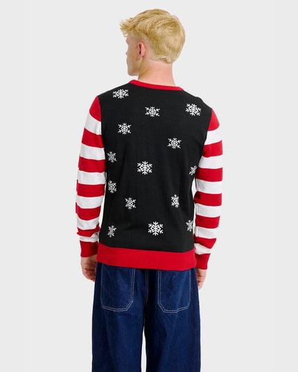 Pull de Noël à motif canne à sucre pour hommes
