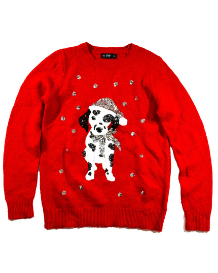 Pull de Noël vintage - Pull de Noël moche avec Père Noël dalmatien