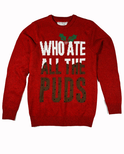 Pull de Noël vintage - Pull moche « Qui a mangé tous les puddings ? »