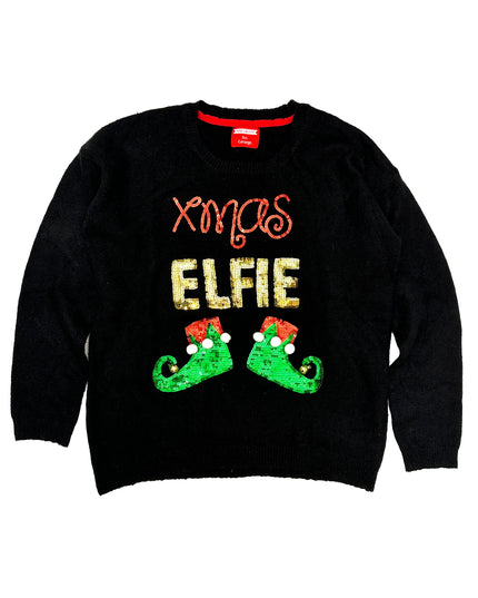 Pull de Noël moche vintage avec un lutin pour tous