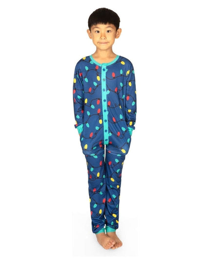 Boy's Christmas Lights Onesie Pajamas